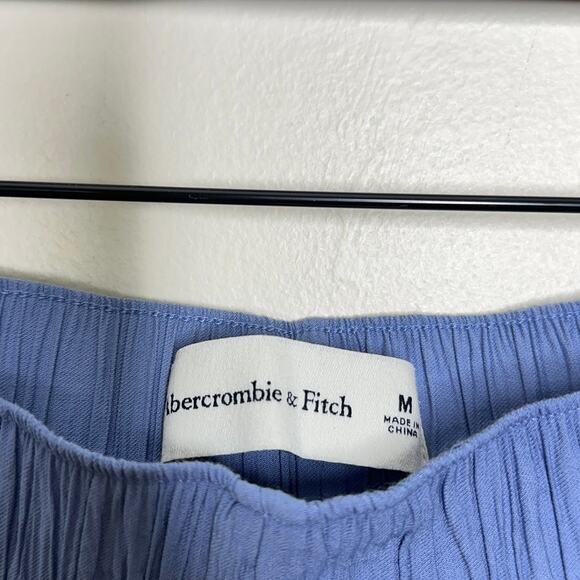 ABERCROMBIE & FITCH Crinkle Textured Wide Leg Pants Blue Coastal {EE24} - Picture 5 of 6